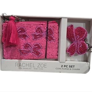💖🔹️Rachel Zoe 🔹️Fuchsia Bow Beaded Coin Purse and Charm Set